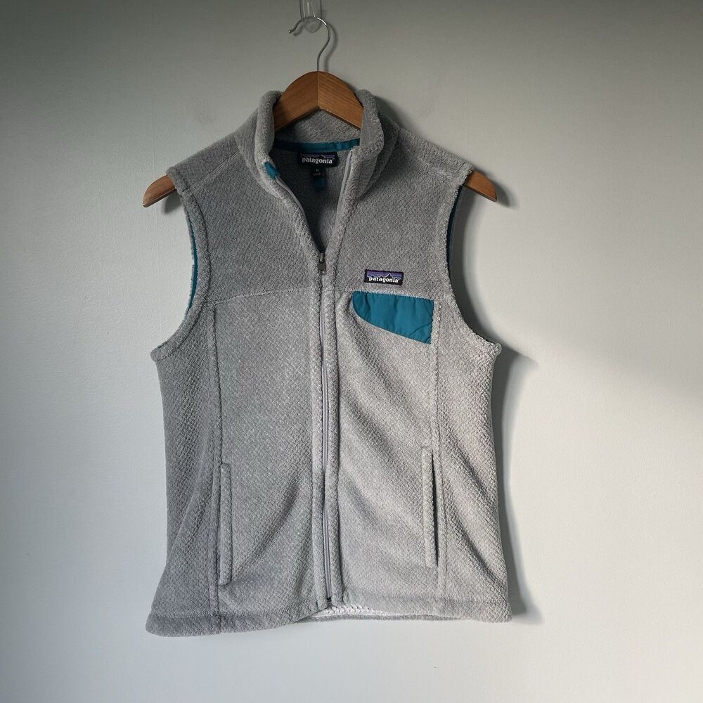 Patagonia Re-Tool Sherpa Fleece Vest Outerwear Gray Blue Women's Size Medium